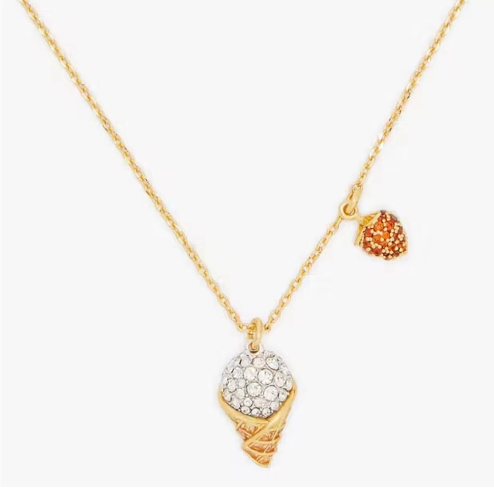 Kate Spade NWT What‎ A Snack Strawberry Ice Cream Pendant Necklace